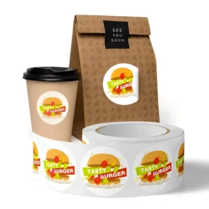 Custom Fast Food Packaging Logo Labels for Burger Boxes Coffee Cups Takeaway Restaurants