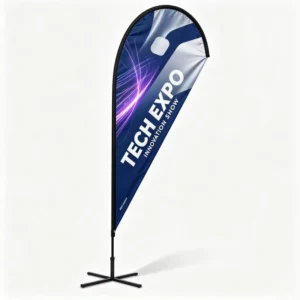 Custom Feather Banner with Pole and Water Base for Car Wash