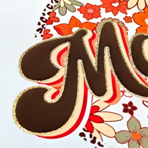 Custom Felt Glued Iron-On Patch with Logo, Mother’s Day Theme, Heat Transfer Glitter Designs for T-Shirt Clothing