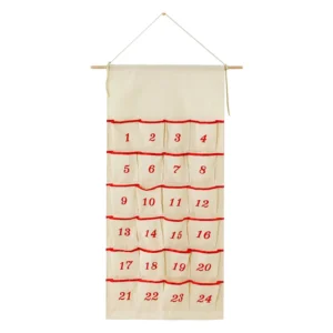 Custom Festive Hanging Canvas Christmas Advent Calendar with 24 Pockets
