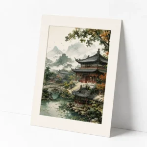 Custom Fine Art Prints Acid-Free Paper Giclee Printing Chinese Painting Vibrant Color Wall Poster With Matboard For Home Decor
