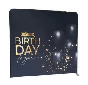 Custom Flag and Banner Display Stand for Birthday Party Advertising