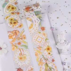 Custom Floral Decorative Stickers Journal Scrapbook Roll Glossy PET Tape
