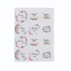 Custom Floral Thank You Logo Stickers, Circular Adhesive Packaging Labels