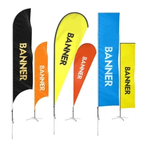 Custom Flying Teardrop Feather Flag with Base Spike