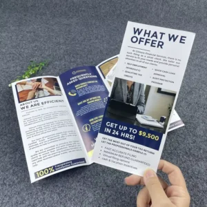 Custom Folded Glossy Paper Trifold Leaflet Flyer Brochure Printing