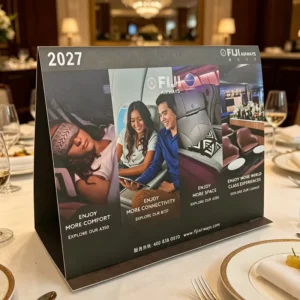 Custom Folding Paper Desk Calendar No Board Required Promotional Souvenir for Hotel Restaurant Corporate Gifts