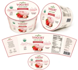 Custom Food Label for Yogurt Cups and Plastic Bottles, BOPP Waterproof Recyclable Packaging Sticker