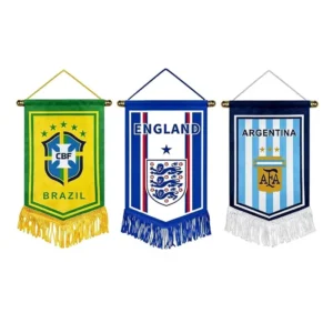 Custom Football Team Pennant Banner Team Exchange Flag Decoration Satin Flag Soccer Club Pennant Flag for Sports Events