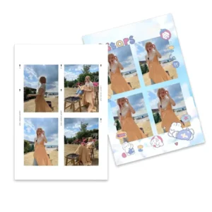 Custom Four-Grid Photo Card, 4-Panel Collage Print with Glossy Lamination for Souvenir Gift, Offset Printing