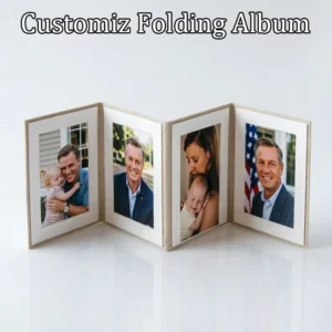 Custom Four-Link Folding Leather Photo Album Display for Office and Home