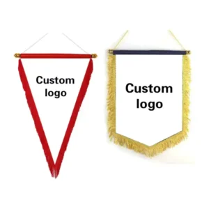 Custom Fringy Pennant Hanging Banner Flag for Sports Team Decor, Window and Wall Display