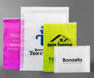 Custom Frosted Plastic Zipper Bags for T-Shirts and Swimwear