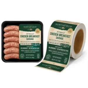 Custom Frozen Labels for Supermarket Meat Sausage Foods BOPP Waterproof PVC Stickers Eco Friendly Recyclable Packaging Printing