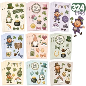 Custom Full Color Festival Stickers for Holiday Retail Merchandising and Party Decor Clover Design Waterproof Sticker