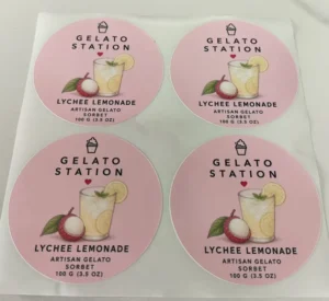 Custom Full Color Printed Waterproof Packaging Label Stickers for Refrigerated Ice Cream, Yogurt, and Food
