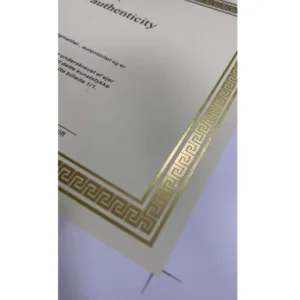 Custom Full Color Printing Watermark Security Paper Hot Stamping Gold Foil Anticounterfeiting Paper Certificate