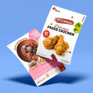 Custom Full Color Restaurant Flyer Printing Food Promotion Advertising Leaflet for Fast Food Cafe Takeaway