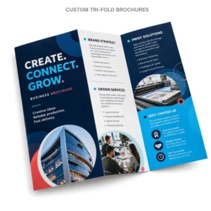 Custom Full Color Tri Fold Brochure Printing Offset Printed Multilingual Promotional Flyer Leaflet Glossy Coated Art Paper