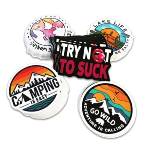 Custom Full-Color UV-Printed Waterproof White Vinyl Die-Cut Outdoor Adhesive Sticker