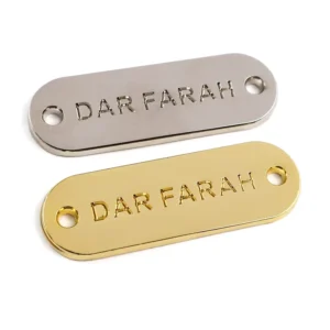 Custom Garment Bag Accessories Plate OEM Gold Metal Clothing Label Name Tag