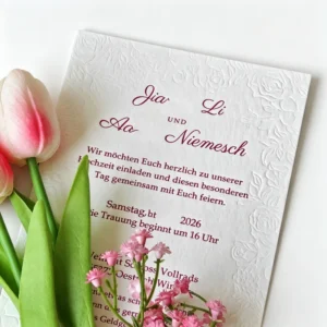 Custom Gift Brochures Offset Printing Film Laminated Wedding Invitations Embossed Textured Paper