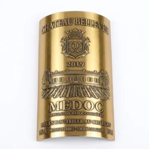 Custom Gold Aluminum Metal Wine Labels with Embossed Logo Sticker for Red Wine and Whiskey Bottles
