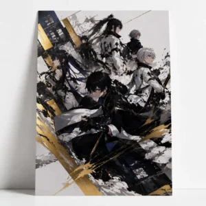 Custom Gold Foil Art Prints Poster Metallic Fanart Illustration Anime Artwork Decorative Wall Artist Exhibition Display