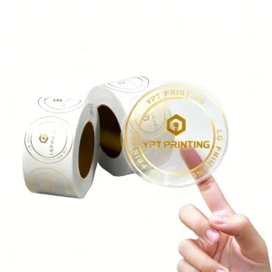 Custom Gold Foil Embossed Adhesive Vinyl Stickers Waterproof Packaging Food Cosmetics Gift Craft Roll