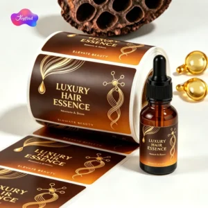 Custom Gold Foil Embossed Oil Proof Vinyl Labels for Wine, Cosmetic, and Essential Oil Bottles