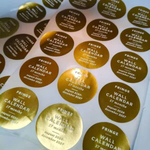 Custom Gold Foil Embossed Round Stickers Waterproof Hot Stamping Labels for Wine and Beverage Bottles