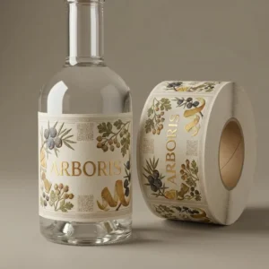 Custom Gold Foil Embossed Wine Labels Textured Paper Spirit Stickers for Gin Whiskey Brandy Liquor Bottles