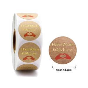 Custom Gold Foil Hot Stamping Roll Labels Blank Thermal Writable Brown Kraft Paper