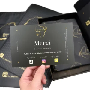 Custom Gold Foil Name Business Card Thank You Greeting Card with Logo
