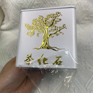 Custom Gold Foil PVC Rectangular Transfer Stickers with UV Printing for Packaging Industry