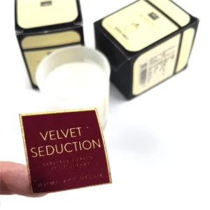 Custom Gold Hot Stamping Velvet Fabric Black Flocking Adhesive Stickers for Candles, Perfumes, Fragrance Cosmetics