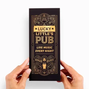 Custom Gold Stamp Trifold Brochure Printing Service Leaflet Flyer Restaurant Bar Pub Menu Card