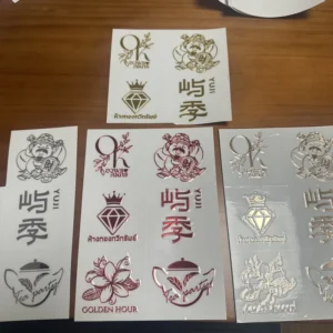 Custom Gold Waterproof 3D Embossed UV DTF Metal Transfer Logo Sticker