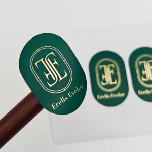 Custom Golden Logo Adhesive Oval Packaging Labels and Thank You Stickers
