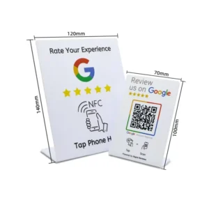 Custom Google Nfc Review Pvc Stand Google Review Nfc Table Stand Google Social Media Review QR Code NFC Stand
