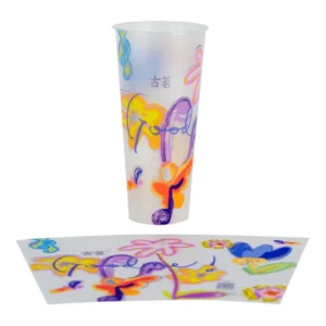 Custom Gravure Printed Matte Frosted IML In Mold Label for PP Injection Plastic Beverage Cups