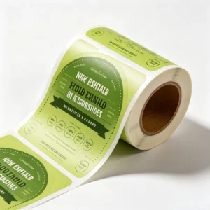 Custom Green Eco-Friendly Recyclable Food and Beverage Roll Labels, Self-Adhesive Waterproof Vinyl Stickers, Hot Stamping, Organic