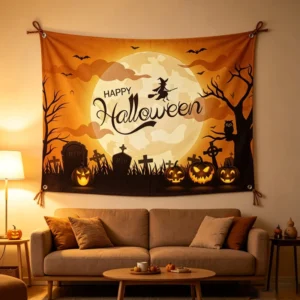 Custom Halloween Wall Decor Backdrop Banner, Party Decoration Flag