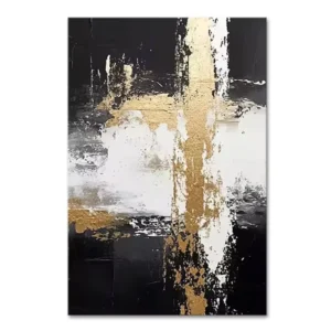Custom Handmade Black White Gold Modern Still Life Oil Painting Canvas Wall Art
