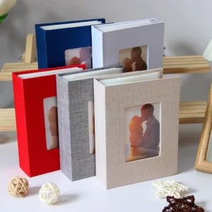 Custom Handmade PU Wedding Photo Album, Magnetic Scrapbook with Sticky Pages for 4×6 Photos, Portable Hardcover