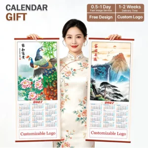 Custom Hanging Cane Wall Scroll Calendar Chinese New Year Wall Calendar