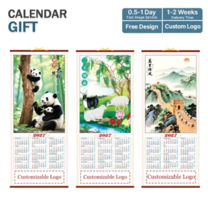 Custom Hanging Cane Wall Scroll Calendar Logo Chinese New Year Business Gift