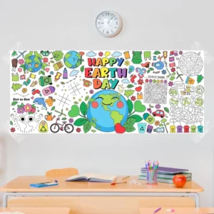 Custom Happy Earth Day Coloring Activity Poster Planet DIY Drawing Color Art Banner for Home School Events