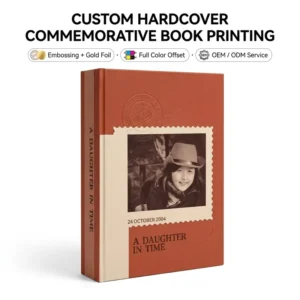 Custom Hardcover Art Paper Memorial Photo Book with Die-Cut Window and Embossing, OEM ODM