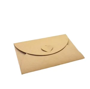 Custom Heart Button Kraft Paper Envelope for Postcards, Letters, and Invitations